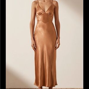 Shona Joy La Lune Backless Midi Dress in Copper Size 4
